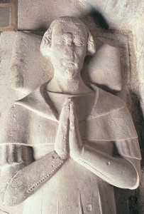 An effigy of an unknown clergyman at the Priory Church of St John the Evangelist, Brecon.